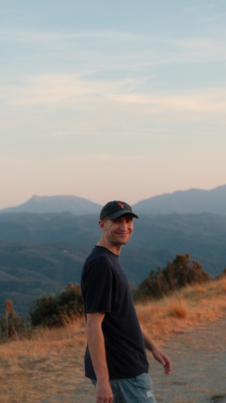 Marek looking back over the Catalan pre-Pyrenees