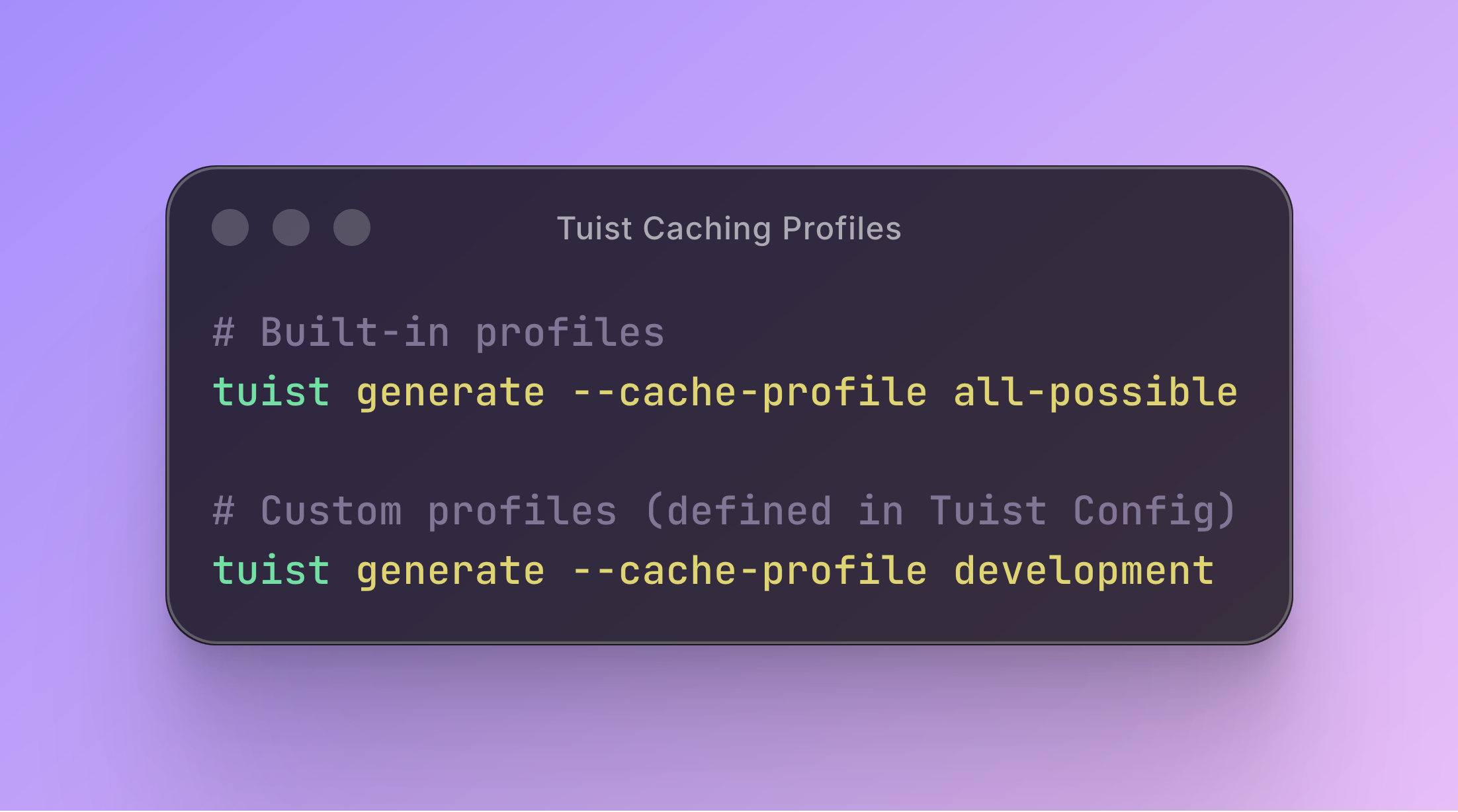 Illustration showing cache profile options