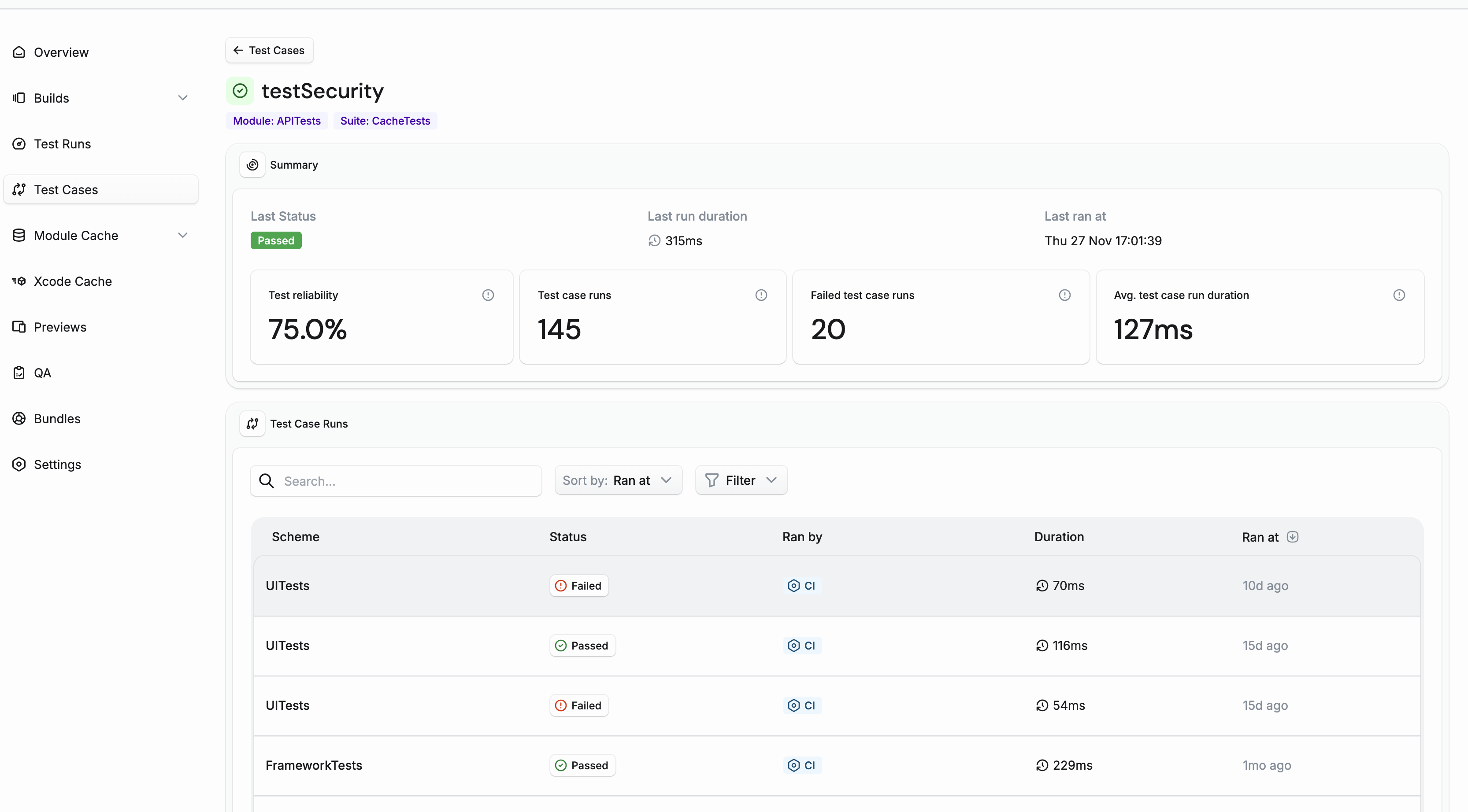 Test Case page